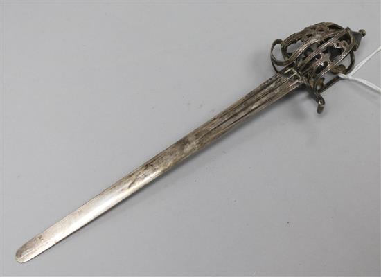 A late Victorian Scottish silver sword paperknife, by James Rettie & Son,Edinburg, 1892, 21.7cm